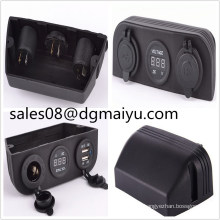 12V 24V Three Tent Power Cigarette Lighter Socket with Voltage Meter with Dul USB Car Charge for Car Modification